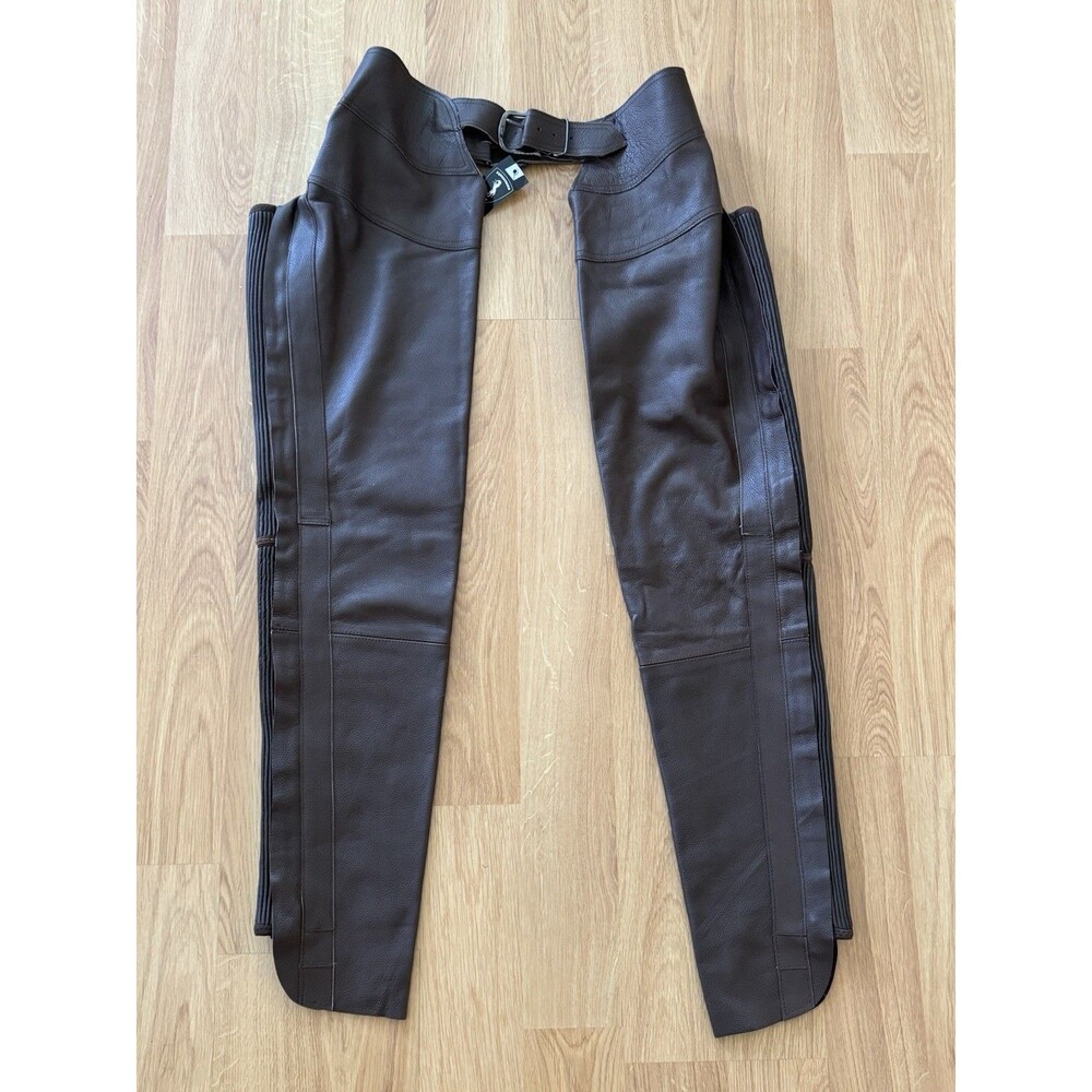 NEW HORZE Blake Leather Full‎ Chaps Dark Brown Large